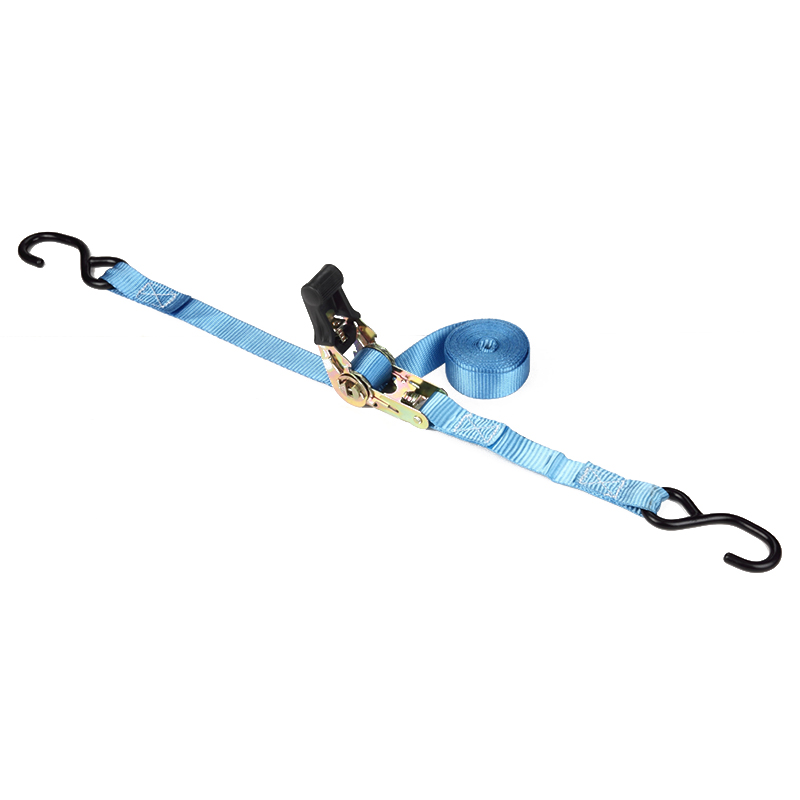 1 inci 25mm 800kg tali pengikat ratchet dengan kait S hitam dilapisi