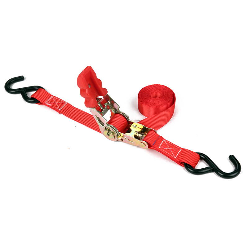 1 inci 25mm 800kg tali pengikat ratchet dengan kait S hitam dilapisi